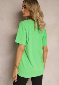 Renee - Zielona Bluzka z Elastycznej Bawełny z Dekoltem V Engorgia. Kolor: zielony. Materiał: bawełna #3