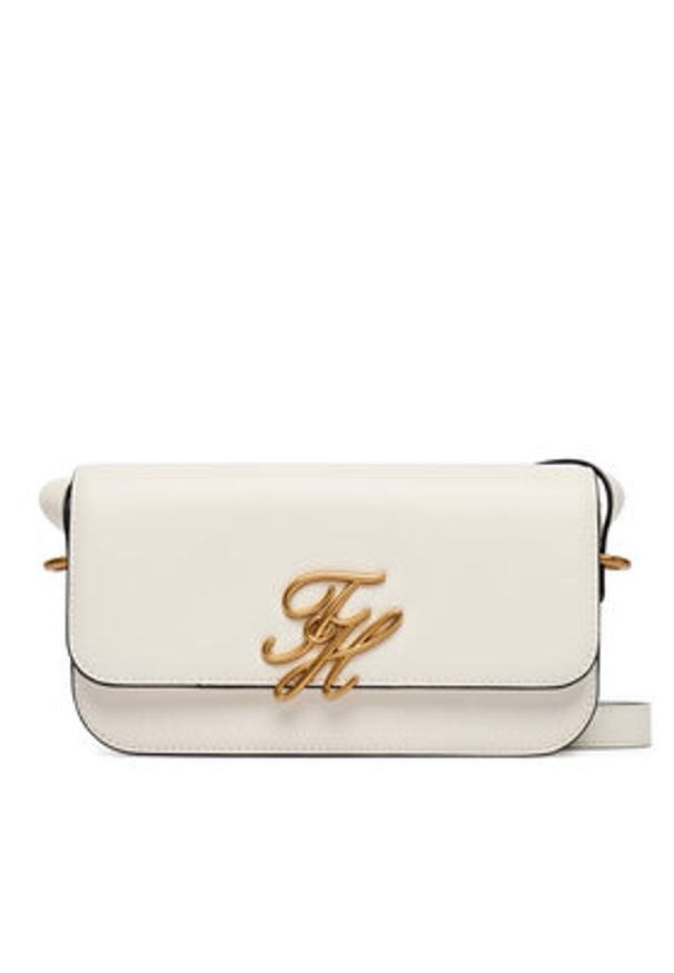 TOMMY HILFIGER - Tommy Hilfiger Torebka Th Script Flap Crossover AW0AW18399 Biały. Kolor: biały. Materiał: skórzane