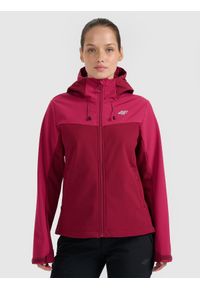 4f - 4F Kurtka softshell wiatroodporna membrana 8000 damska - czerwona M. Kolor: czerwony. Materiał: softshell. Technologia: Primaloft. Sport: turystyka piesza, wspinaczka #1