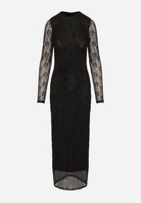 Born2be - Czarna Dopasowana Sukienka Koronkowa z Długim Rękawem Zenika. Kolor: czarny. Materiał: koronka. Długość rękawa: długi rękaw. Wzór: koronka. Sezon: zima, jesień, wiosna. Styl: elegancki #6