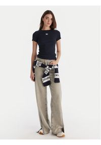Tommy Jeans T-Shirt Badge DW0DW17881 Granatowy Slim Fit. Kolor: niebieski. Materiał: bawełna