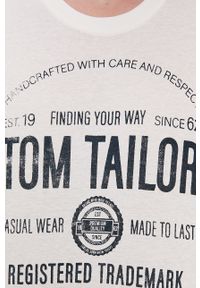 Tom Tailor - Longsleeve bawełniany. Okazja: na co dzień. Kolor: biały. Materiał: bawełna. Długość rękawa: długi rękaw. Wzór: nadruk. Styl: casual