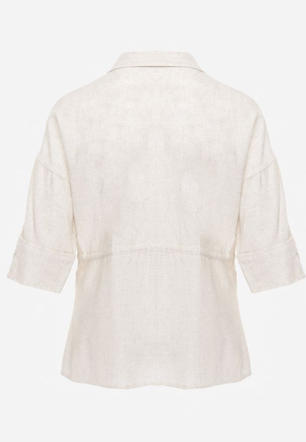 Renee - Biała Koszula z Lnem Bawełną i Szerokimi Rękawami Moontwist. Okazja: na co dzień. Kolor: biały. Materiał: bawełna, len. Styl: casual