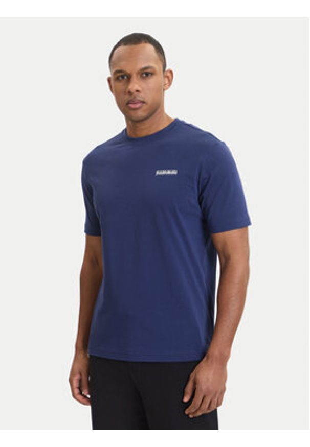 Napapijri T-Shirt S-Flint NP0A4FZZ Granatowy Regular Fit. Kolor: niebieski. Materiał: bawełna