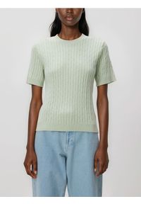 Reserved - Sweter ze strukturalnym splotem - jasnozielony. Kolor: zielony. Materiał: dzianina, wiskoza. Wzór: ze splotem