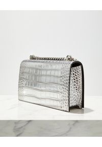Alexander McQueen - ALEXANDER MCQUEEN - Srebrna torebka z pierścieniami. Kolor: srebrny. Wzór: aplikacja. Materiał: z tłoczeniem, zdobione. Rodzaj torebki: na ramię #4