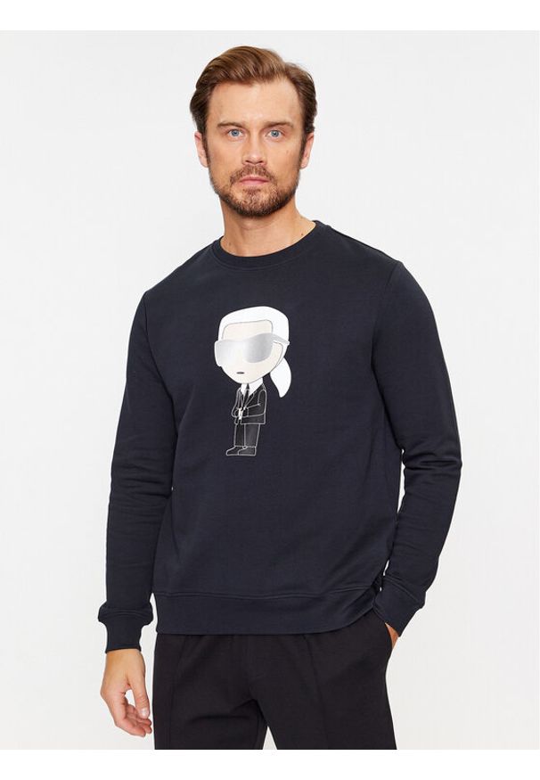 Karl Lagerfeld - KARL LAGERFELD Bluza Sweat Crewneck 705071 500951 Granatowy Regular Fit. Typ kołnierza: dekolt w karo. Kolor: niebieski. Materiał: bawełna