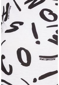 MOSCHINO Biały t-shirt w czarne litery. Kolor: biały. Materiał: prążkowany