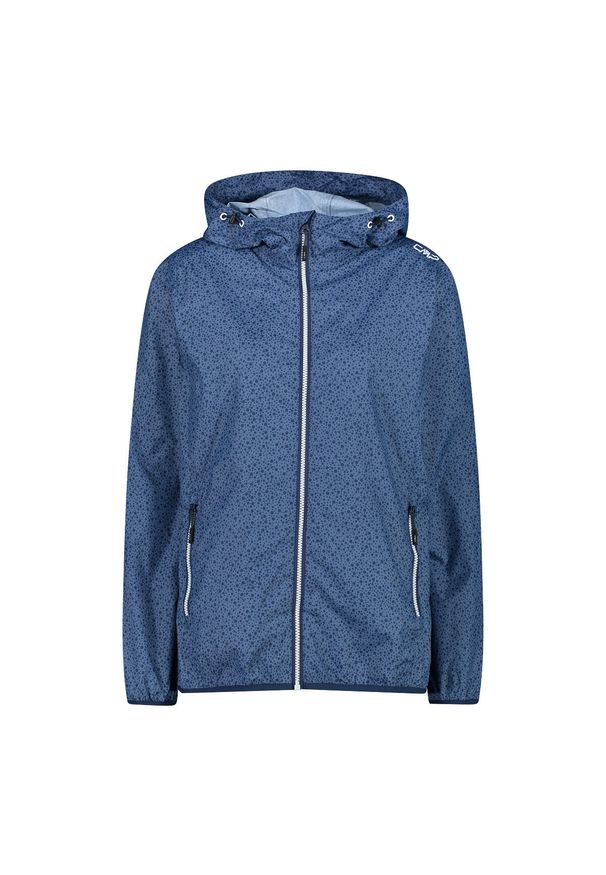 Kurtka przeciwdeszczowa damska z kapturem CMP. Typ kołnierza: kaptur. Kolor: niebieski. Materiał: tkanina. Sport: turystyka piesza