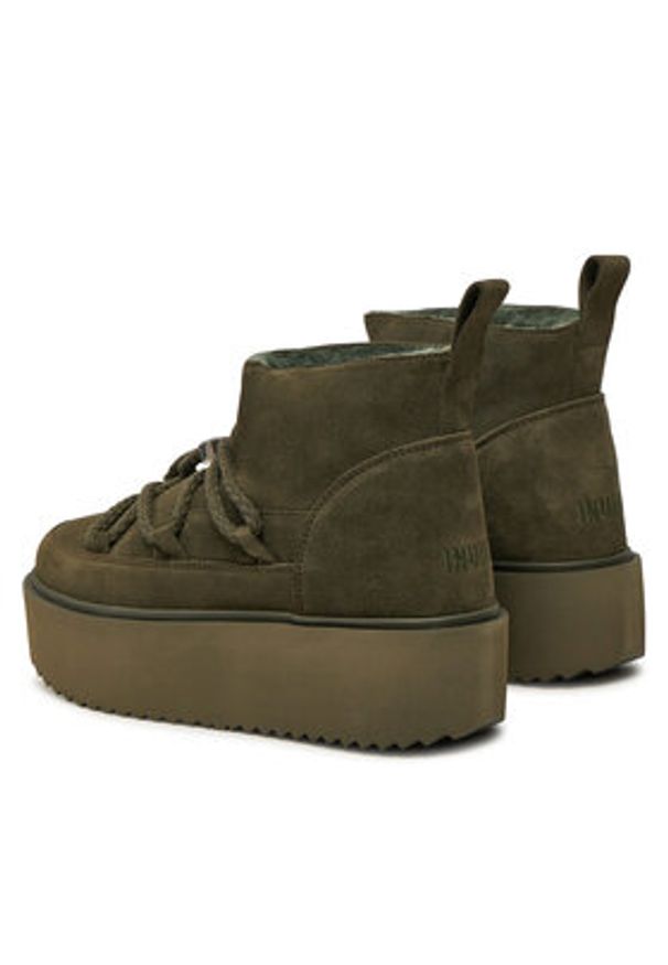 Inuikii Śniegowce Classic Low Platform 75204-004 Khaki. Kolor: brązowy. Materiał: zamsz, skóra. Obcas: na platformie