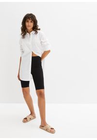 bonprix - Kolarki high waist z prążkowanego dżerseju. Stan: podwyższony. Kolor: czarny. Materiał: jersey, prążkowany. Wzór: prążki