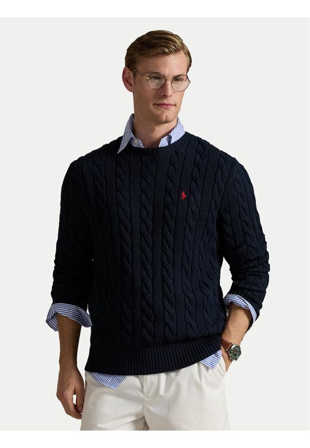 Polo Ralph Lauren Sweter 710775885001 Granatowy Regular Fit. Typ kołnierza: polo. Kolor: niebieski. Materiał: bawełna