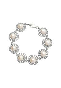 Polcarat Design - Srebrna oksydowana bransoletka z perłami L 1726. Materiał: srebrne. Kolor: srebrny. Kamień szlachetny: perła