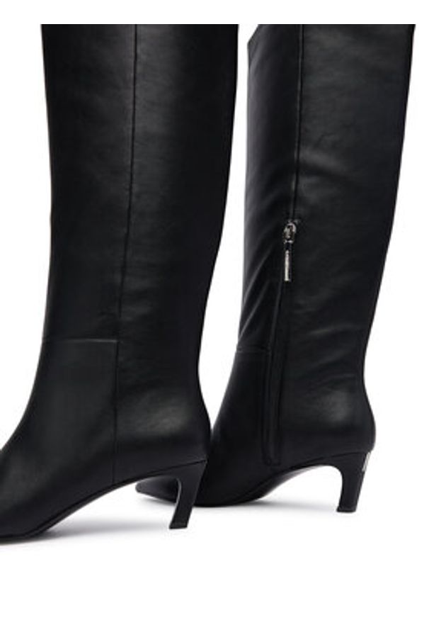 Calvin Klein Kozaki Ess Kitten Heel Long Boots HW0HW02690 Czarny. Kolor: czarny. Materiał: skóra