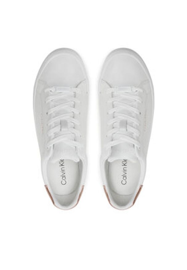 Calvin Klein Sneakersy Vulc Lace Up Saff Fox W/Met Bt HW0HW02104 Biały. Kolor: biały. Materiał: skóra