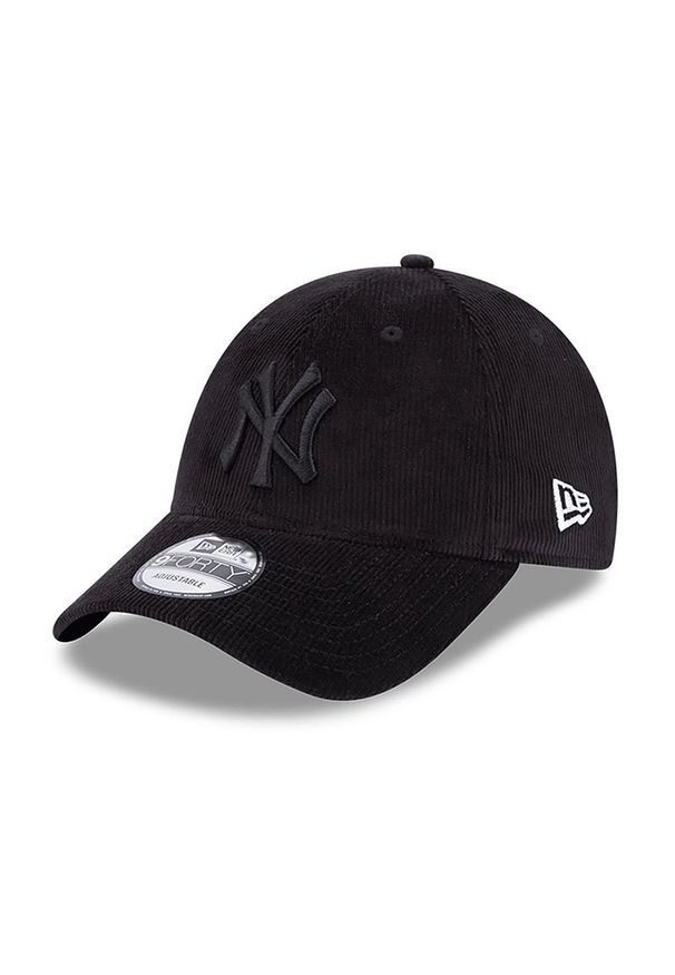Czapka z daszkiem New Era New York Yankees Cord 60364179 - czarna. Kolor: czarny. Materiał: bawełna, materiał, elastan. Wzór: aplikacja. Styl: sportowy, elegancki