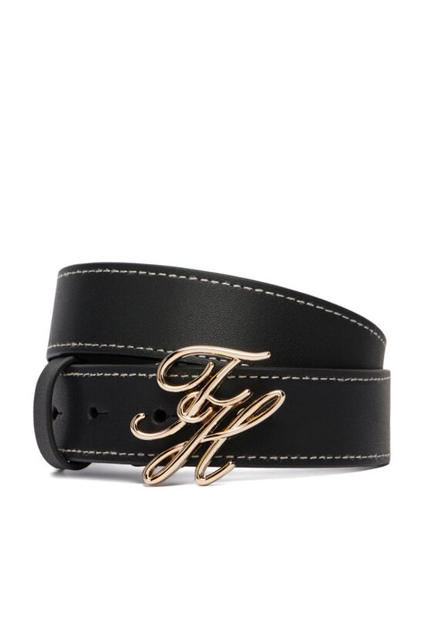 TOMMY HILFIGER - Tommy Hilfiger Pasek Th Script 3.0 AW0AW18568 Granatowy. Kolor: niebieski. Materiał: skóra