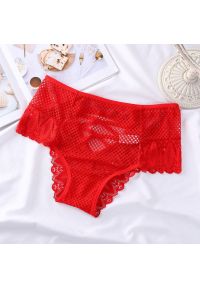Intica - Figi koronkowe z wycięciami na romantyczne wieczory Jolyn. Kolor: czerwony. Materiał: koronka. Wzór: koronka