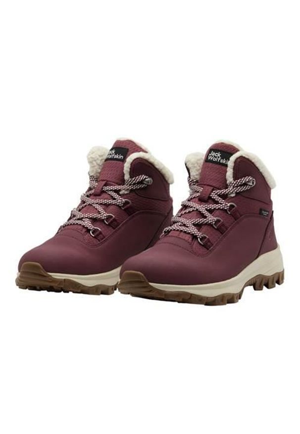 Buty do chodzenia damskie Jack Wolfskin Everquest Mid Texapore. Wysokość cholewki: za kostkę. Zapięcie: sznurówki. Kolor: czerwony. Materiał: tkanina. Szerokość cholewki: normalna. Sport: turystyka piesza