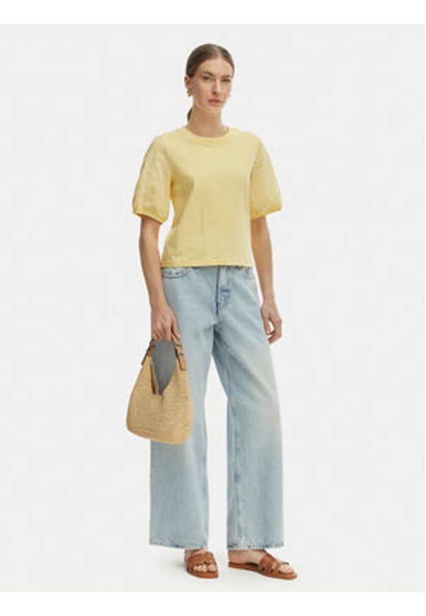 Vero Moda Bluzka Janni 10340706 Żółty Regular Fit. Kolor: żółty. Materiał: bawełna
