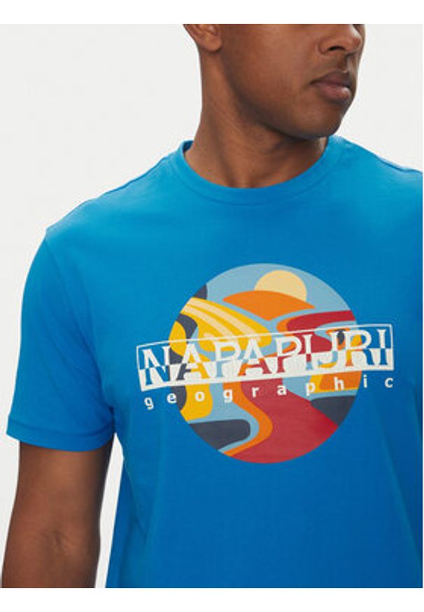 Napapijri T-Shirt S-Valdor NP0A4IE6 Niebieski Regular Fit. Kolor: niebieski. Materiał: bawełna
