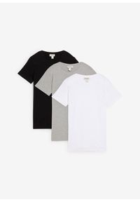 bonprix - T-shirt z czystej bawełny organicznej (3-pak). Kolor: czarny. Materiał: bawełna. Styl: klasyczny