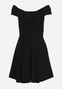 Born2be - Czarna Sukienka z Hiszpańskim Dekoltem o Rozkloszowanym Fasonie Vilenia. Okazja: na co dzień. Kolor: czarny. Typ sukienki: rozkloszowane. Styl: elegancki, casual #7