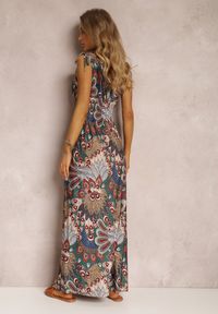 Renee - Ciemnozielona Sukienka Sallaza. Kolor: zielony. Długość rękawa: bez rękawów. Typ sukienki: kopertowe. Styl: boho. Długość: maxi