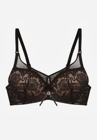 Born2be - Czarno-Beżowy Koronkowy Biustonosz z Transparentnymi Wstawkami Vanniel. Kolor: czarny. Materiał: koronka #4