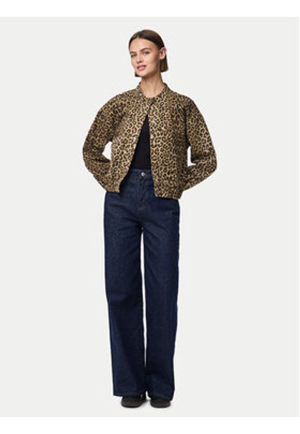 Pieces Kurtka bomber Salume 17156456 Brązowy Regular Fit. Kolor: brązowy. Materiał: bawełna