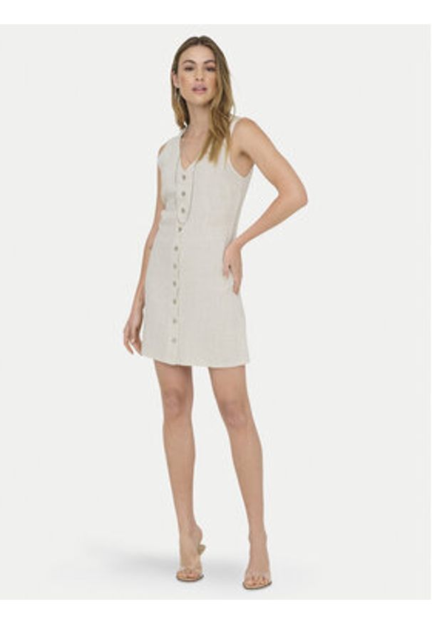 only - ONLY Sukienka codzienna Siesta 15357797 Beżowy jasny Regular Fit. Okazja: na co dzień. Kolor: beżowy. Materiał: wiskoza. Typ sukienki: proste. Styl: casual
