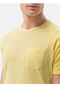 Ombre Clothing - T-shirt męski bez nadruku - żółty - Rozmiar: XXL. Kolor: żółty. Materiał: tkanina, poliester, bawełna. Styl: klasyczny #4