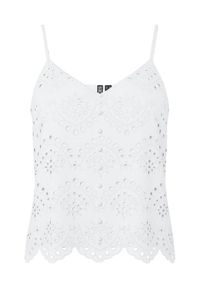 Pieces Top Vilde 17156563 Biały Regular Fit. Kolor: biały. Materiał: bawełna