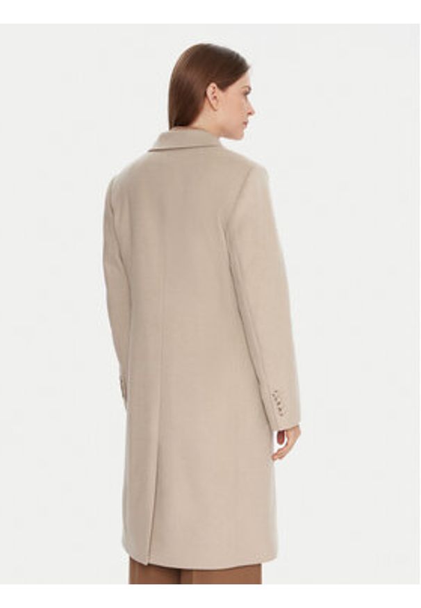 BOSS Płaszcz wełniany Classin 50548371 Beżowy Regular Fit. Kolor: beżowy. Materiał: wełna