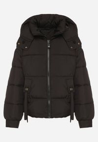 Born2be - Czarna Pikowana Kurtka Puffer z Kapturem z Możliwością Odpięcia Galanea. Okazja: na co dzień. Typ kołnierza: kaptur. Kolor: czarny. Materiał: poliester, jeans. Długość rękawa: długi rękaw. Długość: krótkie. Styl: casual, sportowy #6