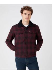 Wrangler - WRANGLER CHECK WOOL TRUCKER MĘSKA KURTKA PRZEJŚCIOWA CATAWBA GRAPE W4F5SGP32