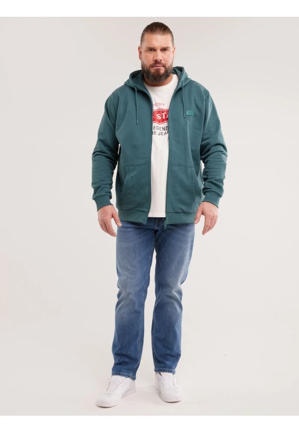 Big-Star - Bluza męska rozpinana z kapturem zielona Artish 304. Okazja: na co dzień. Typ kołnierza: kaptur. Kolor: zielony. Materiał: materiał, dzianina, jeans, bawełna, dresówka. Wzór: ze splotem. Styl: sportowy, casual