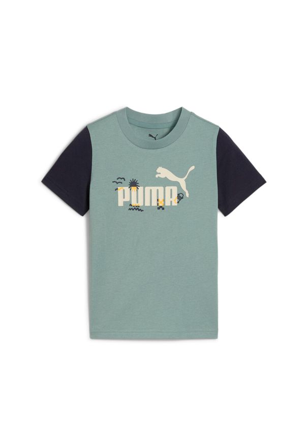 Koszulka dla dzieci Puma Sandy Adventures. Kolor: zielony. Wzór: kolorowy