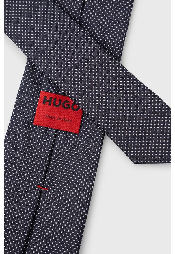 Hugo - HUGO krawat jedwabny kolor granatowy. Kolor: niebieski. Materiał: jedwab