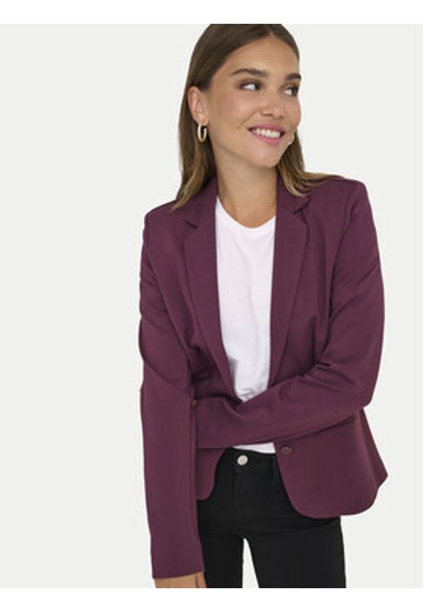 only - ONLY Marynarka Poptrash 15153144 Bordowy Regular Fit. Kolor: czerwony. Materiał: syntetyk