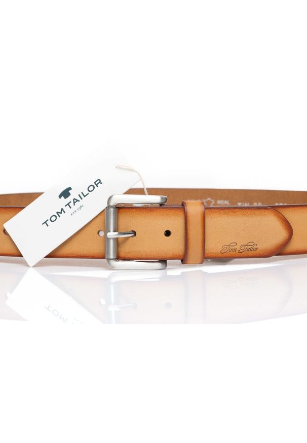 Tom Tailor - TOM TAILOR PASEK SKÓRZANY SOPO-TT376 641 40mm Ledergürtel RO2689. Materiał: skóra. Wzór: paski. Styl: klasyczny