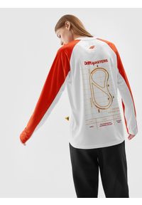 4f - 4F Longsleeve funkcyjny regular uniseks 4F x Drift Masters XS. Kolor: czerwony. Materiał: dzianina, żakard. Długość rękawa: długi rękaw. Wzór: nadruk, napisy