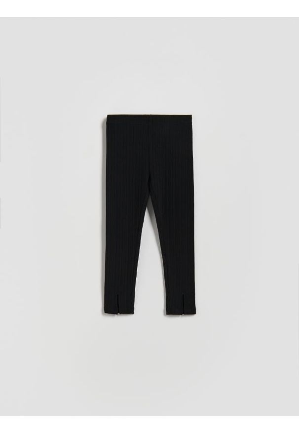 Reserved - Legginsy z rozcięciami - czarny. Kolor: czarny. Materiał: wiskoza, dzianina