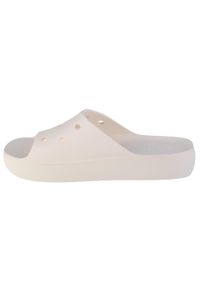Klapki damskie Crocs Classic Platform Slide. Kolor: biały. Materiał: guma, materiał, syntetyk. Obcas: na platformie