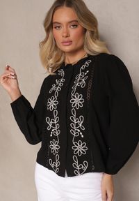 Renee - Czarna Koszula z Wiskozą Bawełną i Haftem Nalorielle. Okazja: na co dzień. Kolor: czarny. Materiał: bawełna, wiskoza. Wzór: haft. Styl: casual, elegancki