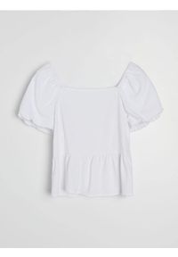 Sinsay - Koszulowa bluzka z wiskozą i domieszką lnu - biały. Kolor: biały. Materiał: wiskoza, len #1