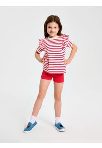 Sinsay - Krótkie legginsy ze strukturalnej dzianiny - czerwony. Kolor: czerwony. Materiał: dzianina. Długość: krótkie