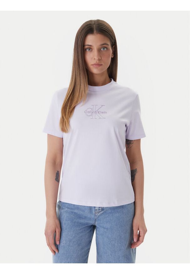 Calvin Klein Jeans T-Shirt LV047F831G Różowy Regular Fit. Kolor: różowy. Materiał: bawełna