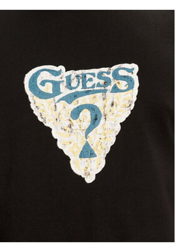 Guess T-Shirt M4BI44 I3Z14 Czarny Slim Fit. Kolor: czarny. Materiał: bawełna