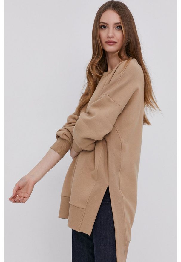 Answear Lab - answear.LAB X Paulina Krupińska Bluza z certyfikatem OEKO-TEX kolekcja limitowana Ethical Wardrobe. Kolor: beżowy. Materiał: dresówka, dzianina, materiał, syntetyk, włókno. Długość rękawa: długi rękaw. Długość: długie. Styl: wakacyjny